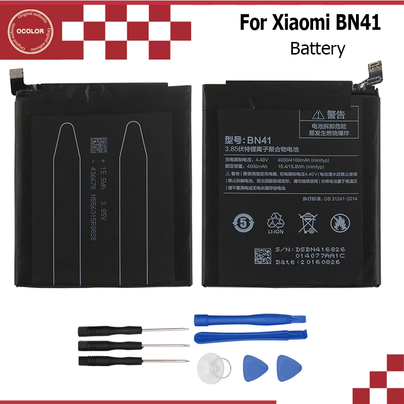 ocolor For Xiaomi BN41 Battery 4000mAh for xiaomi Redmi Note 4 MTK Helio X2 4X Pro 4G+64G Backup Smartphone+Tools | Мобильные