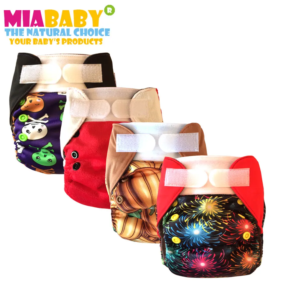 Miababy ткань пеленки/AIO и карман ткань пеленки уголь бамбука внутренняя и вставка из пеньки, подходит для 3-6 месяцев ребенка, Хэллоуин Печать