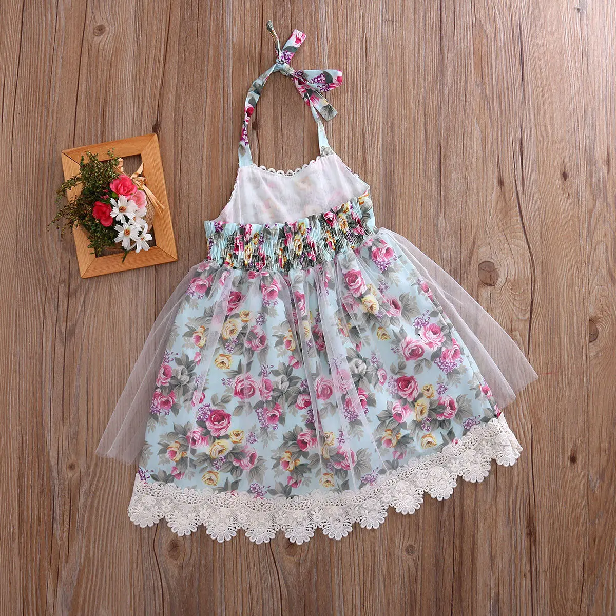Emmababy Baby Flower Girl Dress Princess Lace Tulle Tutu Backless Gown Formal Party Floral White Fine Strap | Детская одежда и
