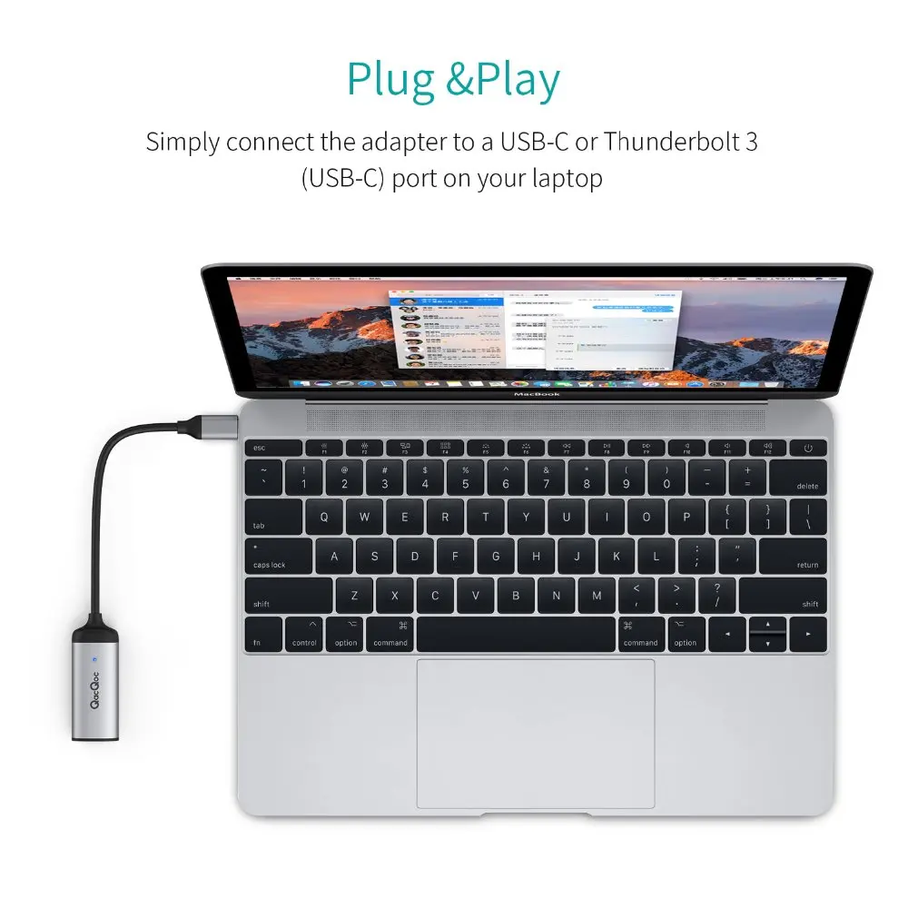 Qacqoc QC-GM40L Алюминий USB C до RJ45 адаптер 3 1/м RJ45/F конвертер Поддержка 10/100/1000 м для Macbook pro