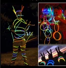 100 шт Вечерние светодиодные лампы дневного света светятся браслет Цепочки и ожерелья неоновая вывеска для Свадебная Вечеринка вечерние светящиеся палочки яркие красочные светящиеся палочки
