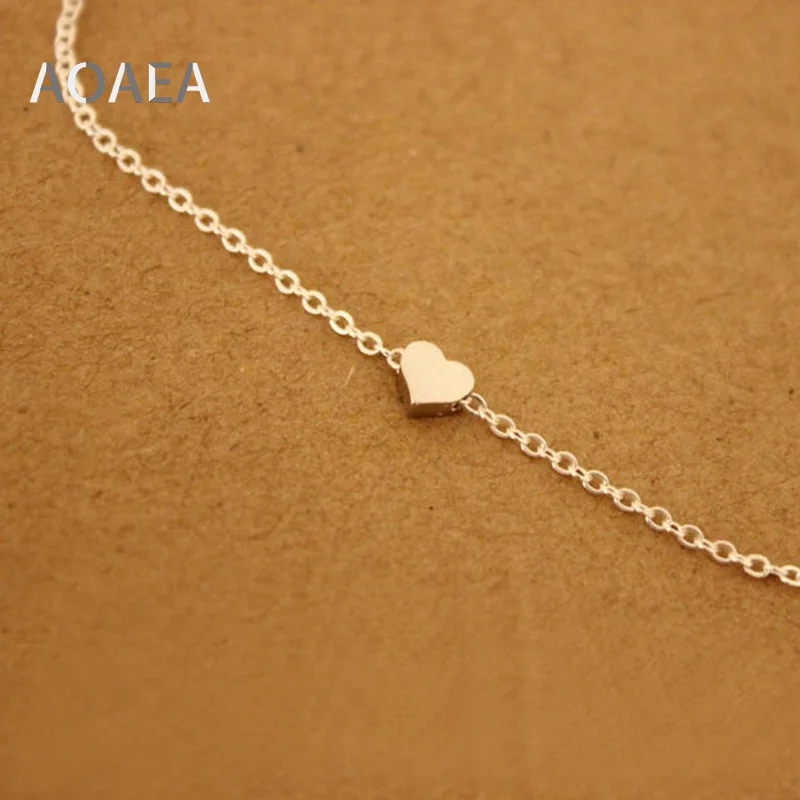 Золотой браслет с сердечком из нержавеющей стали, нежный подарок для подружки невесты, минималистичные украшения, тонкий браслет для сестры FCB012.