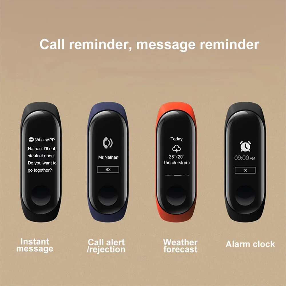 Global Verison Xiaomi mi Band 3 band мгновенное сообщение CallerID водонепроницаемый OLED сенсорный