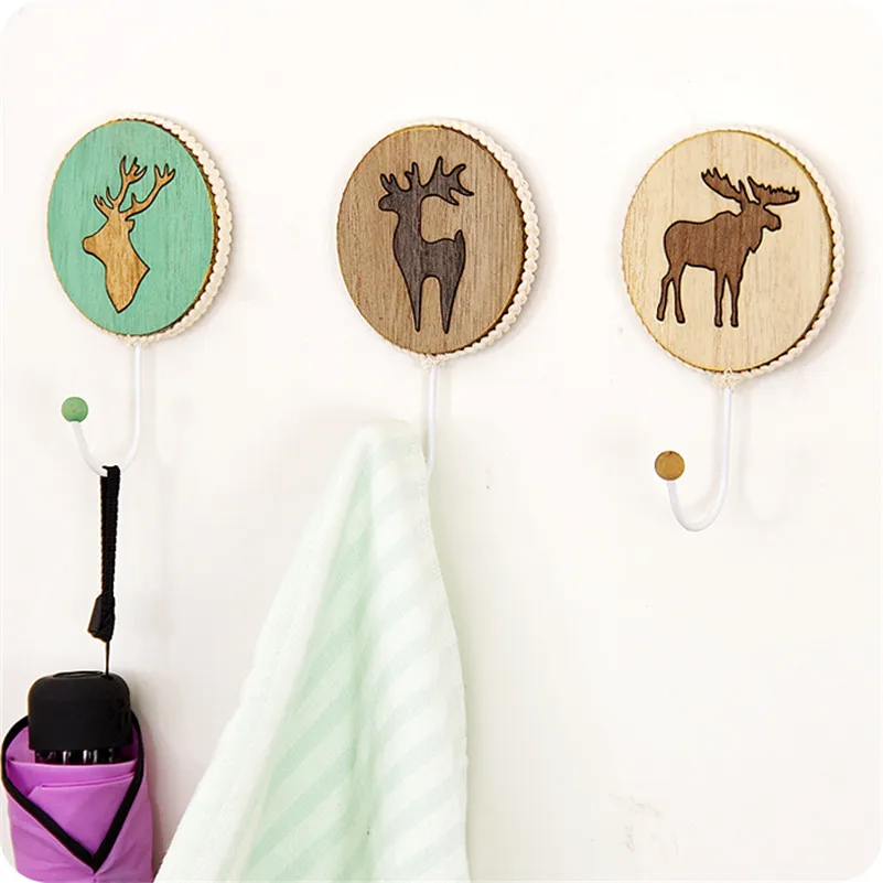 Деревянный лосиный крепкий клеевой крючок креативный настенный подвесной Не