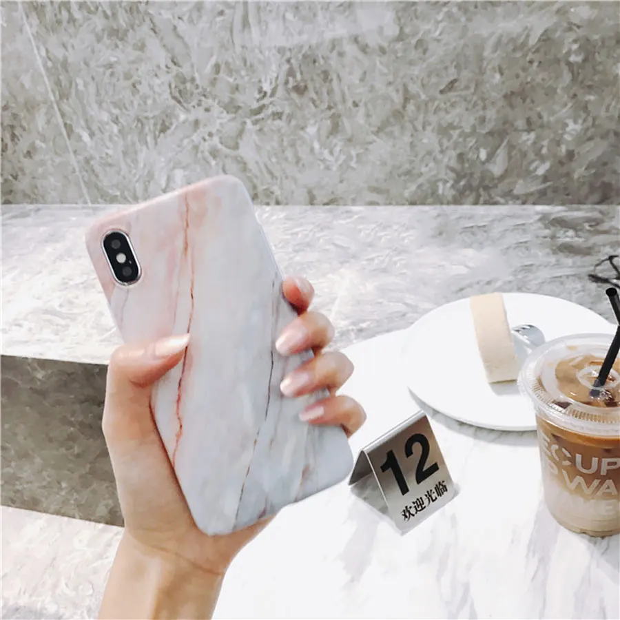 ZMDLDZSW Fashion Marble Cover for iPhone X 10 Fundas Pink Coralline Soft TPU Case 6 6s 7 7plus 8 8plus Girl Boy Nice |
