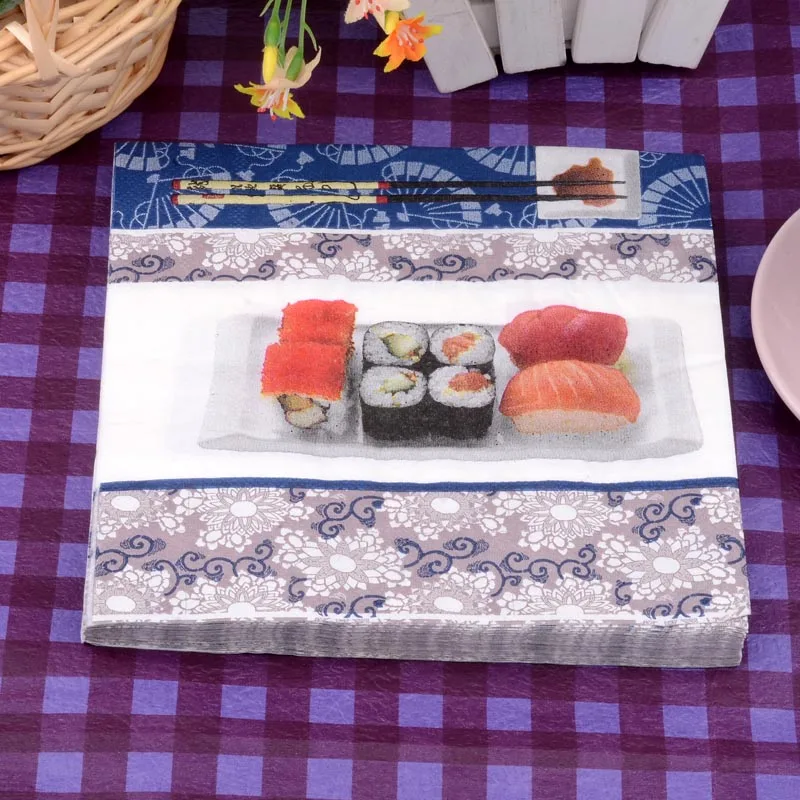 Салфетки бумажные настольные салфетки рулоны для суши с узором рукоятка декупаж