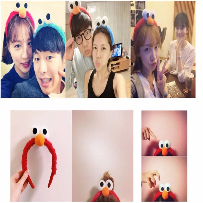 Модная женская повязка на голову с героями мультфильмов, аксессуары для волос, ободки для девочек на Хэллоуин, головные уборы с большими глазами, чистый ободок для волос, красные хлопковые ленты