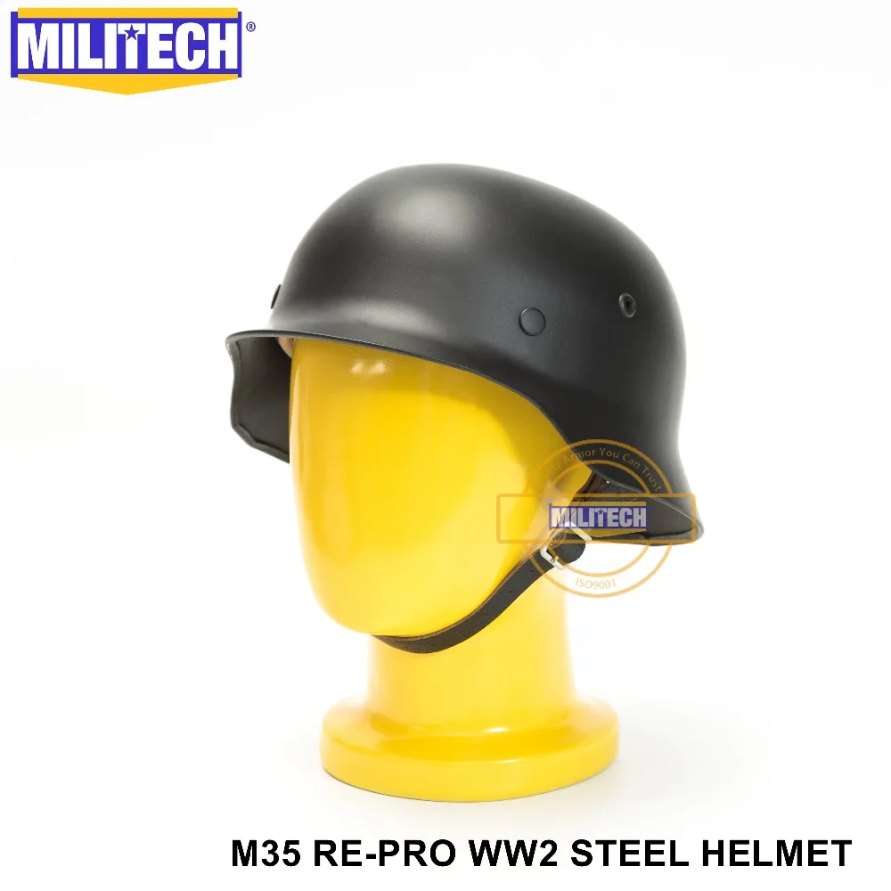 Шлем MILITECH Black WW2 из немецкой стали M35 WW II немецкий защитный шлем для велосипеда World