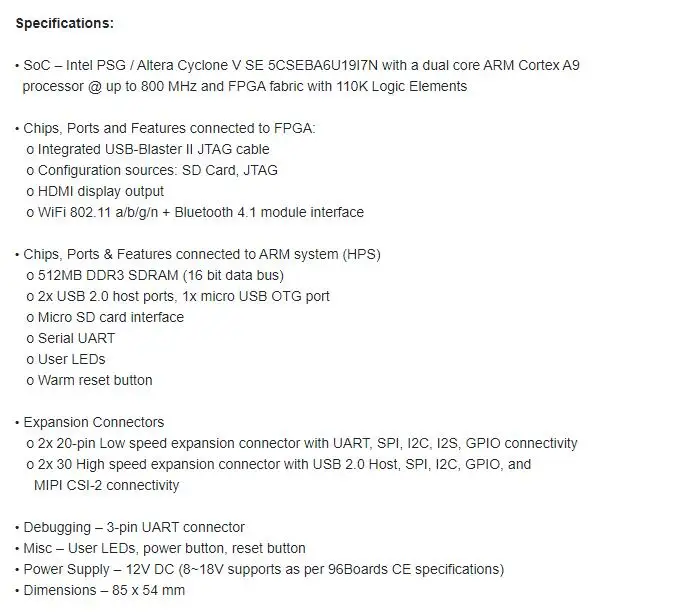 1 шт. х хамелеон96 комплект Cyclone V SoC FPGA Двухъядерный ARM Cortex A9 макетная плата