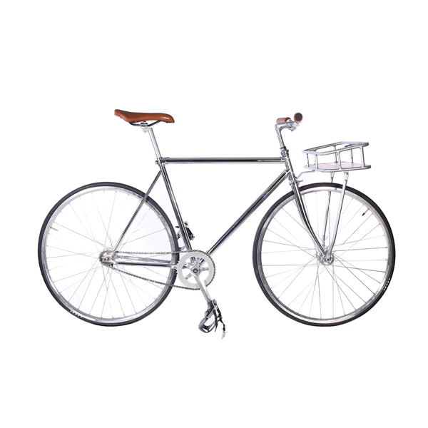 Fixie велосипед с фиксированной передачей велосипедный трек Односкоростной велосипед 700C 52 см винтажная DIY рама ретро стальная рама для велосипеда серебристого цвета - Цвет: Sliver