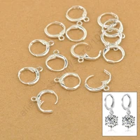 hot selling women jewelry findings genuine 925 sterling silver lever back ear diy drop earring hoops 13mm wholesale