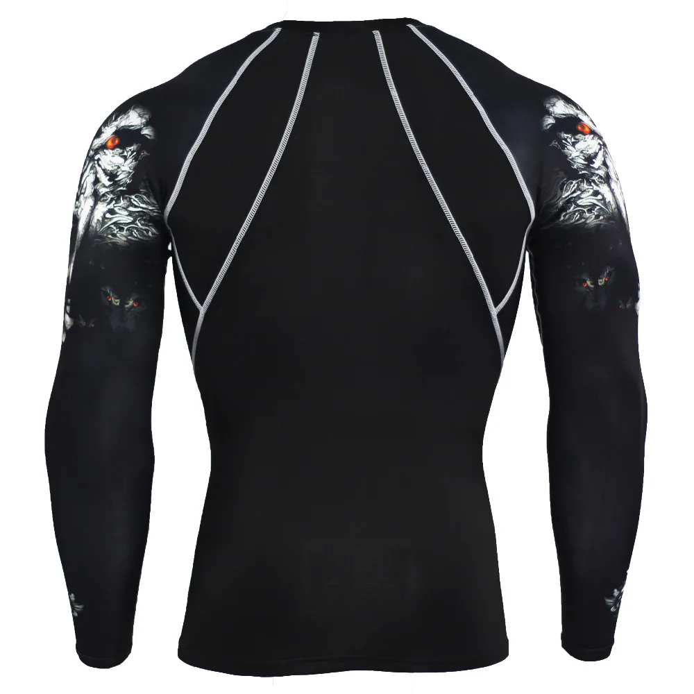 Men Compression Shirts MMA Rashguard Keep Fit Fitness Long Sleeves Base Layer Skin Tight Weight Lifting Elastic running T | Спорт и