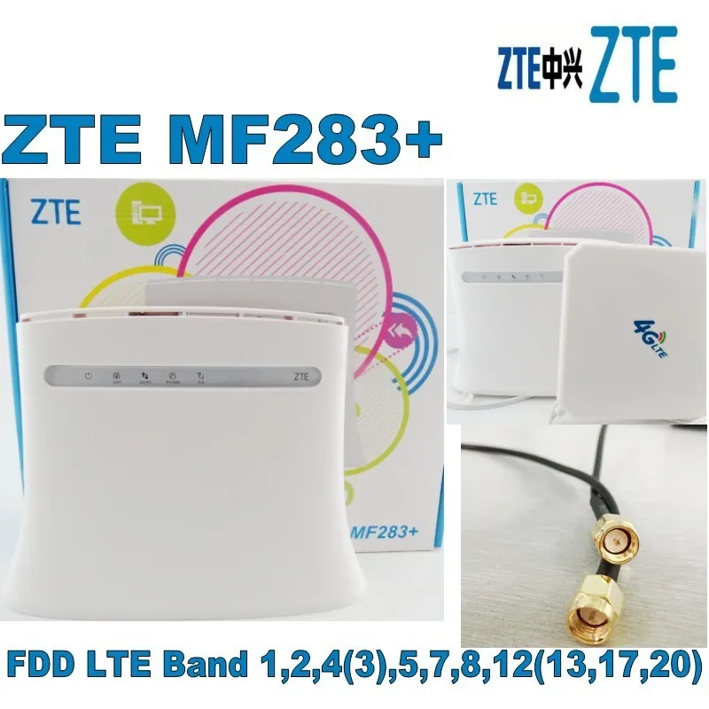 

ZTE роутер MF283 + 800/1800/2600 МГц 4G 2G 3G LTE 150 Мбит/с SMA антенной