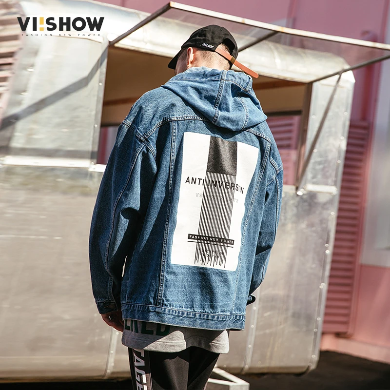 VIISHOW джинсовая куртка с капюшоном 2018 Мужская пальто хип хоп модная уличная одежда
