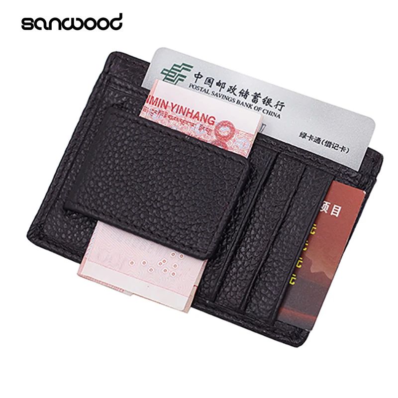 Кошелек из искусственной яловой кожи с зажимом для денег держатель кредитных