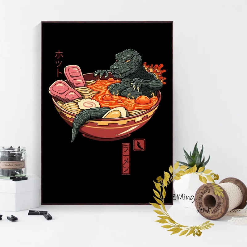 Японский ретро постер Зен рамен король суши Неко Тако в японском стиле на холсте