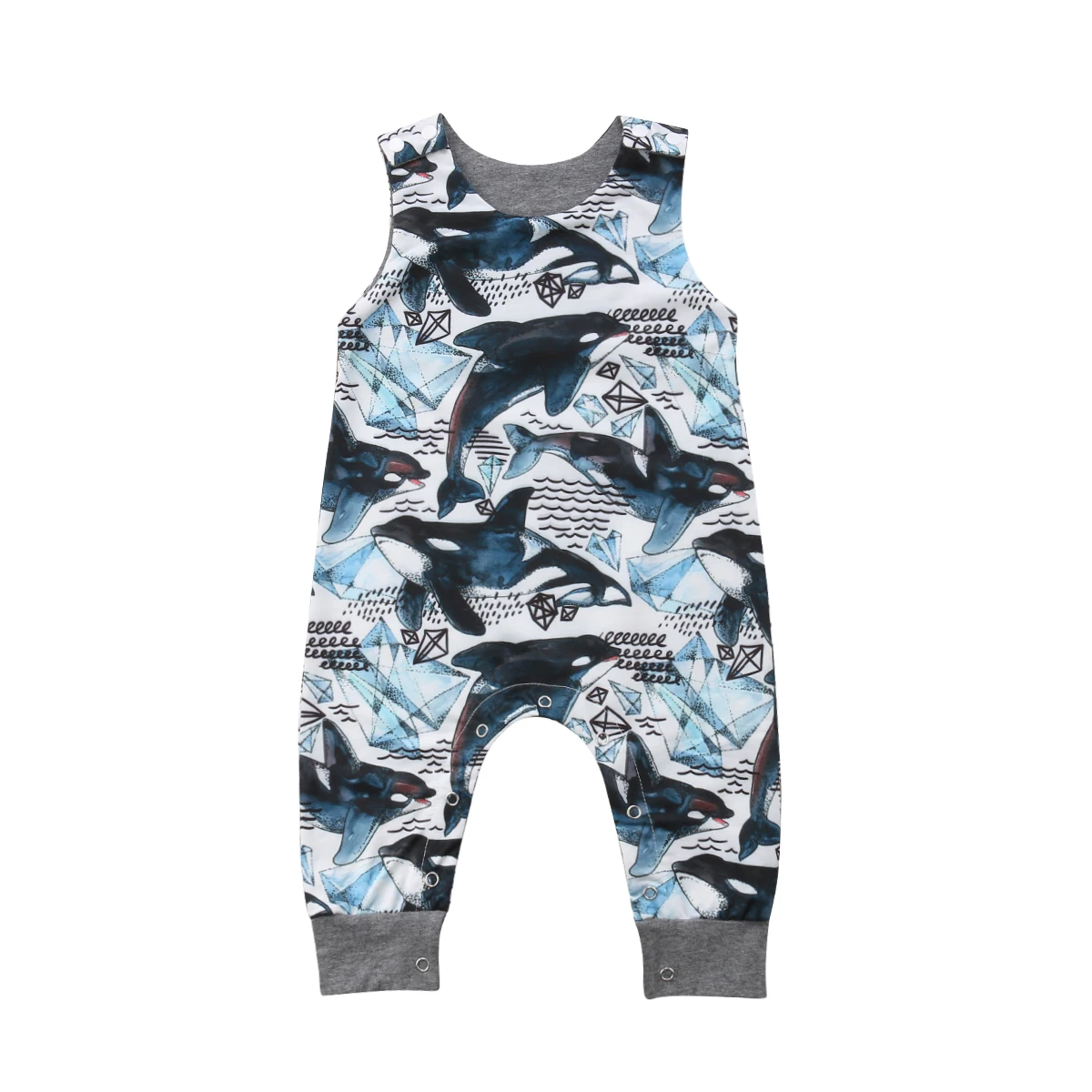 Sleeveless Kids Baby Boys Girls Dolphins Rompers Jumpsuit Playsuit Infant Newborn clothes | Детская одежда и обувь