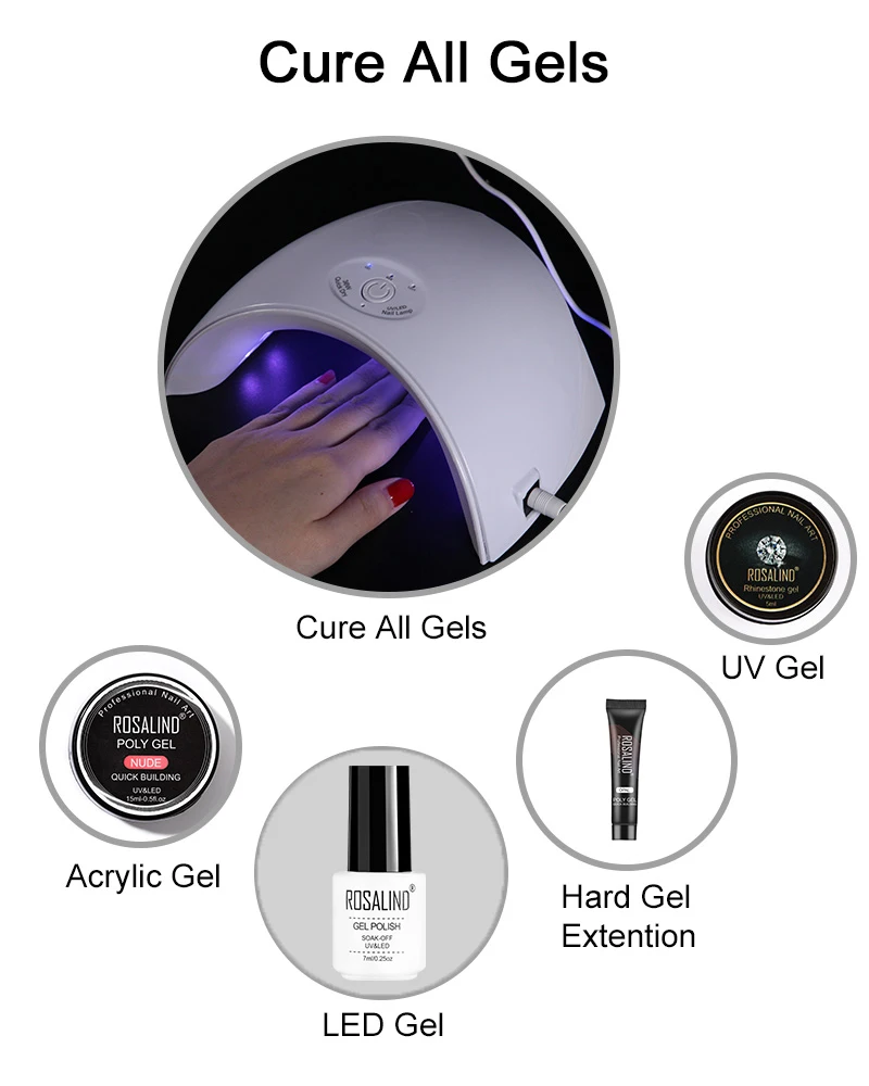 ROSALIND инструменты для дизайна ногтей 36 Вт УФ светодиодный светильник маникюра USB