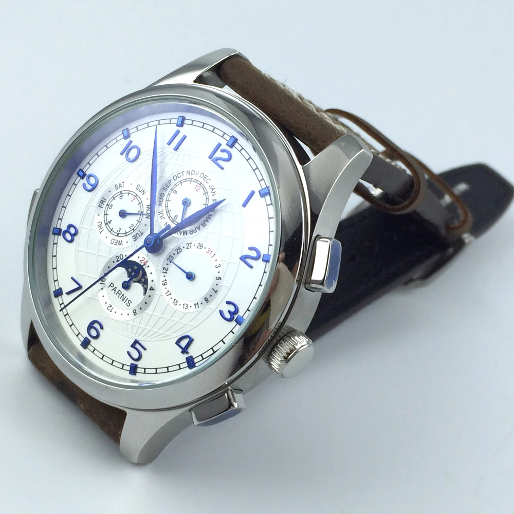 Многофункциональные автоматические мужские часы с белым циферблатом 44 мм |