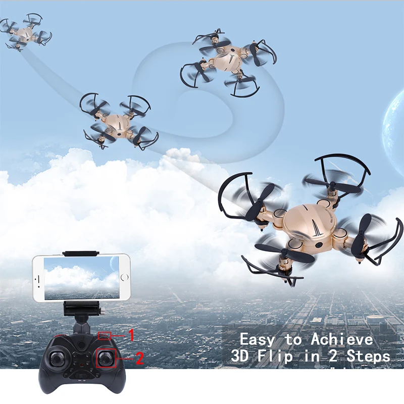 Радиоуправляемый мини-Дрон с камерой 0.3MP WiFi FPV Drone RC Quadcopter 3D Flip 2 4G 4CH 6-осевой