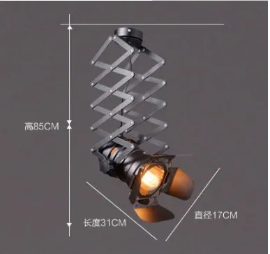 big size D17xH31cm Подвесные светильники высота Телескопический Железный проектор камера подвесные светильники Спальня Эдисон винтажная Подвесная лампа Регулируемая подсветка - Цвет корпуса: big size D17xH31cm