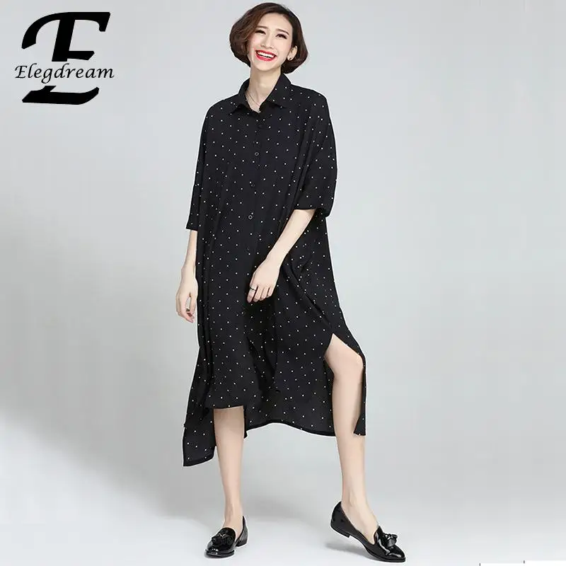 Elegdream бренд плюс Размеры Для женщин точка печати более d платье женские