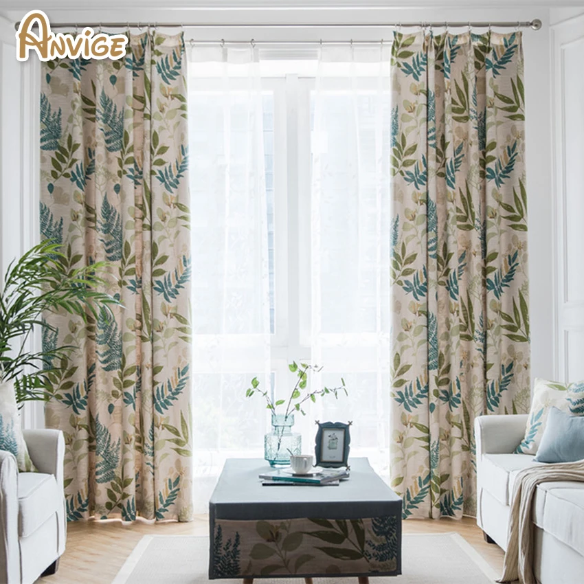 

ANVIGE Cotton/Linen Blackout Curtain for Living Room Bedroom Curtains Customized Window Curtains