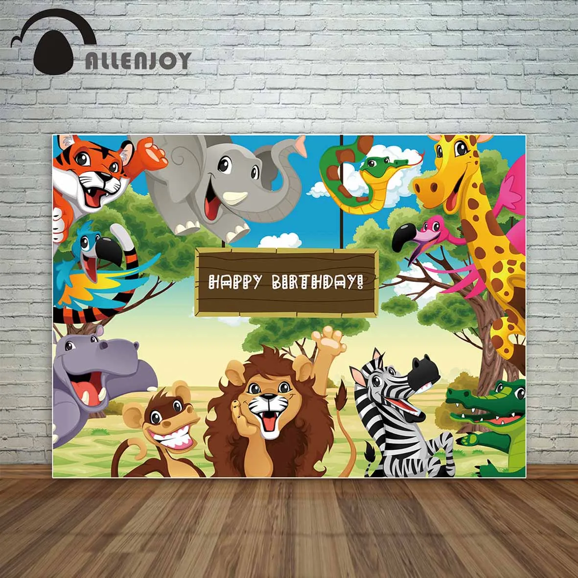 Allenjoy фон с днем рождения лесной джунгли животные мультфильм лев Вечеринка