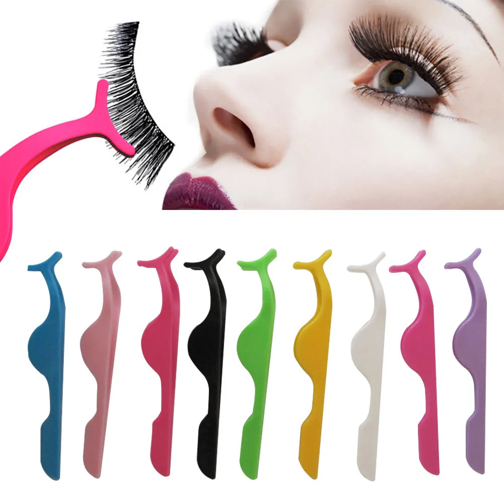 Цветные пластиковые пинцеты, инструменты для применения для накладных ресниц, приспособления для ресниц, норковые ресницы, инструменты для макияжа для женщин