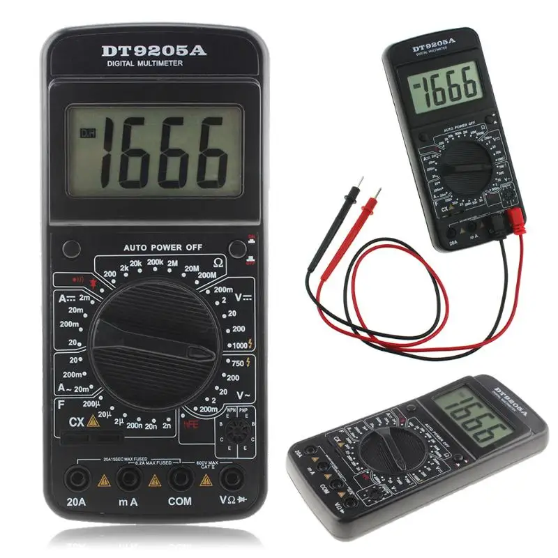 Профессиональный цифровой мультиметр DT9205A AC DC ЖК-дисплей электрический ручной