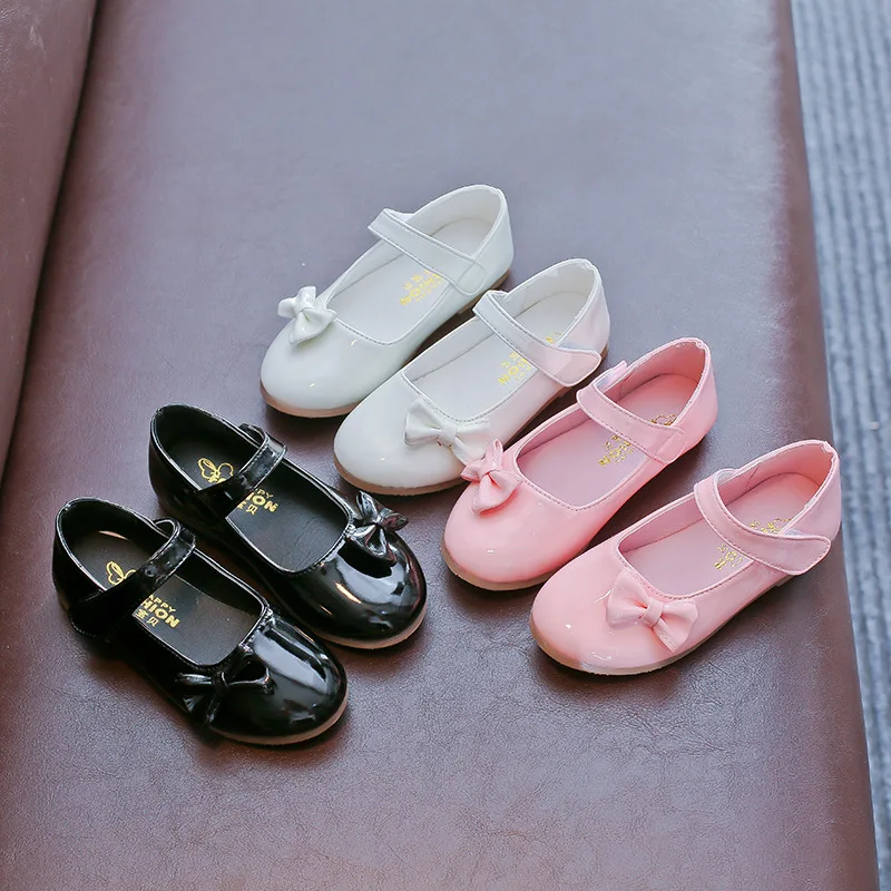 AFDSWG/весенне-осенняя модная черная детская обувь из искусственной кожи с бантом и