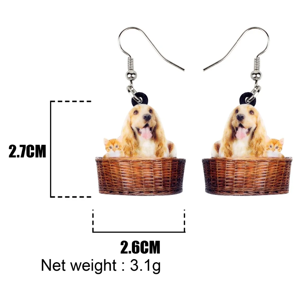 Bonsny акриловая корзинка Happy Golden Retriever для собак и кошек серьги Котенок висячая