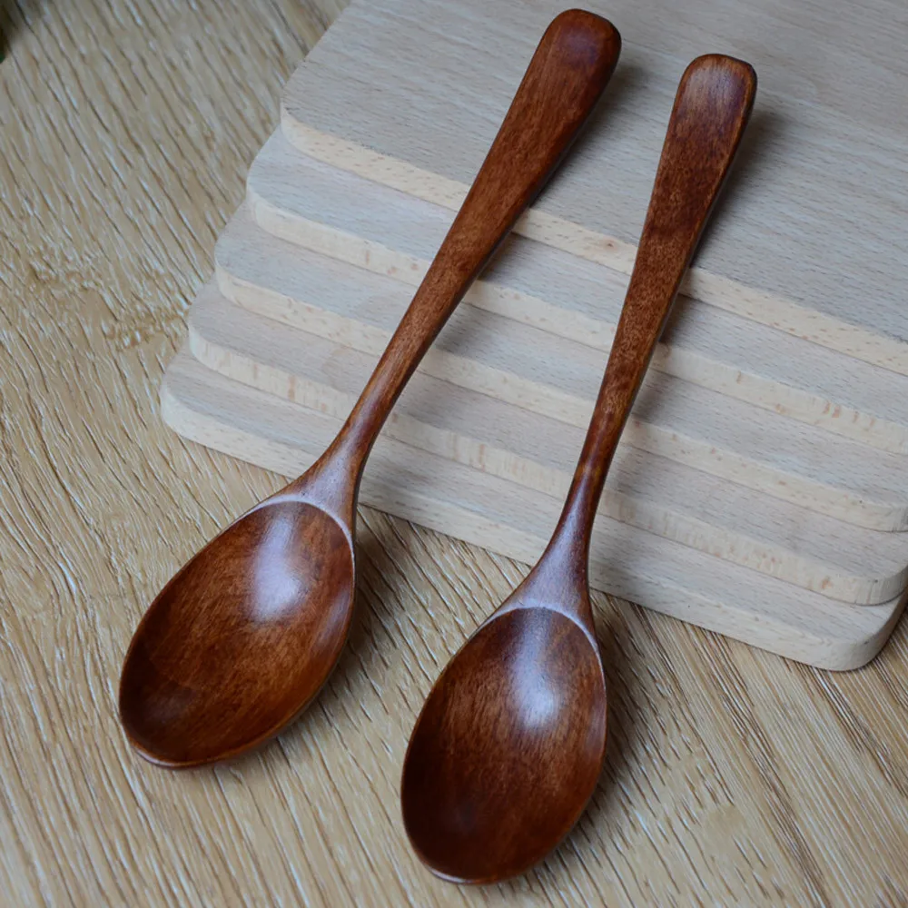 ISHOWTIENDA деревянная ложка Бамбуковая кухонная утварь инструмент для супа чайная - Фото №1