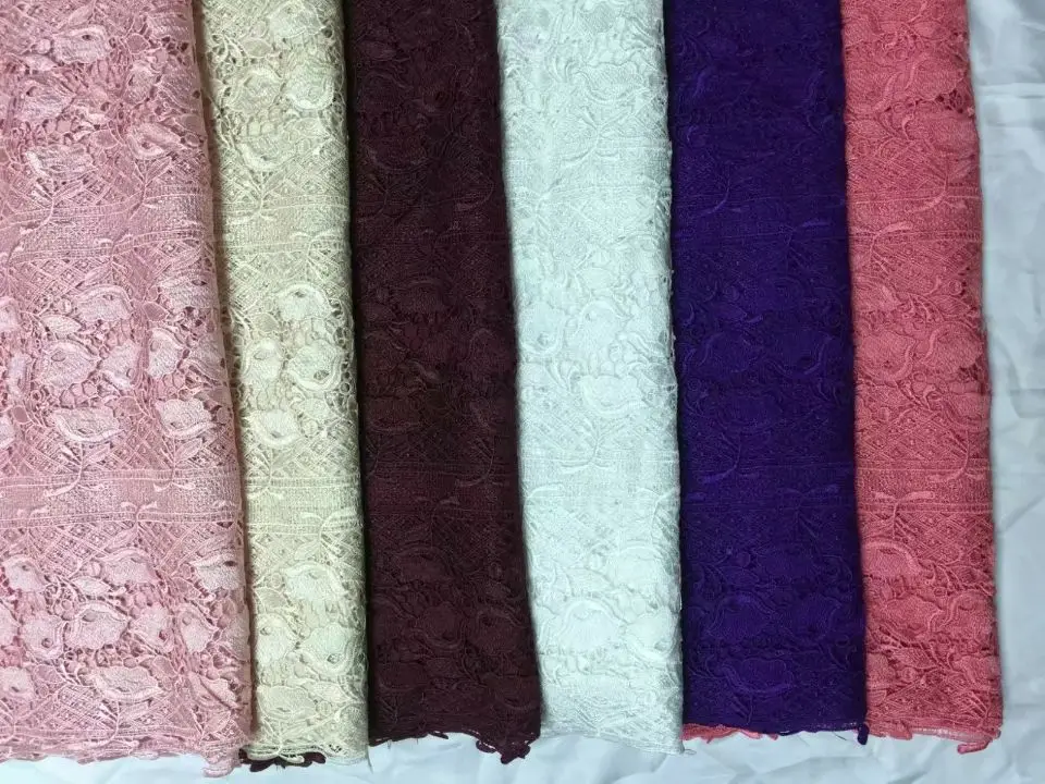 5 ярдов/шт модный белый растворимый Африканский кружевной ткани вышивка