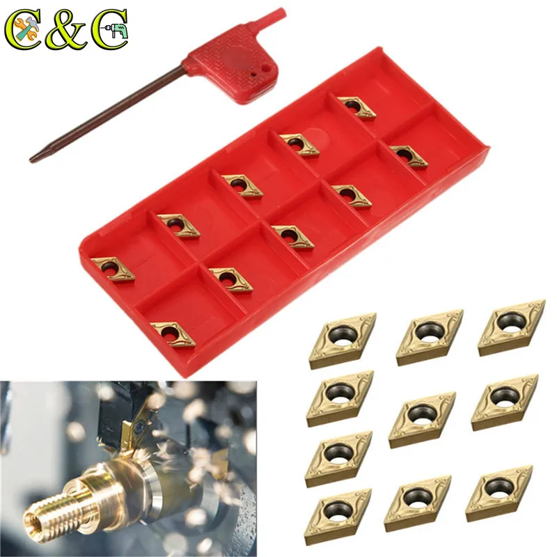 

10 шт./лот DCMT070204 US735 DCMT21.51 твердосплавные вставки с гаечным ключом для токарного станка