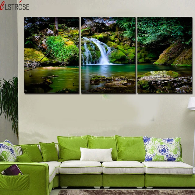 CLSTROSE Limited Spray Painting 3 Panel Hot Forest Falls Kits Decorative Home Decor Art Picture On Canvas | Дом и сад