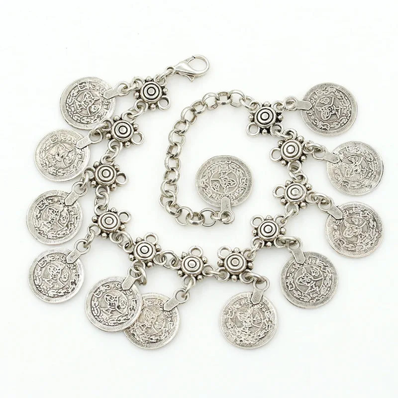 Антикварные женские сандалии золотого и серебряного цвета в богемном стиле