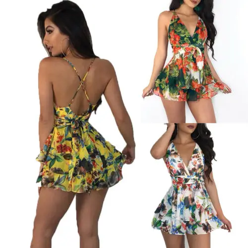 Женская летняя пляжная одежда цветочные бретельки без рукавов с треугольным