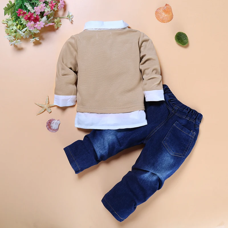 2019 Fashion Baby Boys Clothes Set Long Sleeve Gentleman Suit For Children Clothing Cotton Costume Kids Suits CCS196 | Детская одежда и