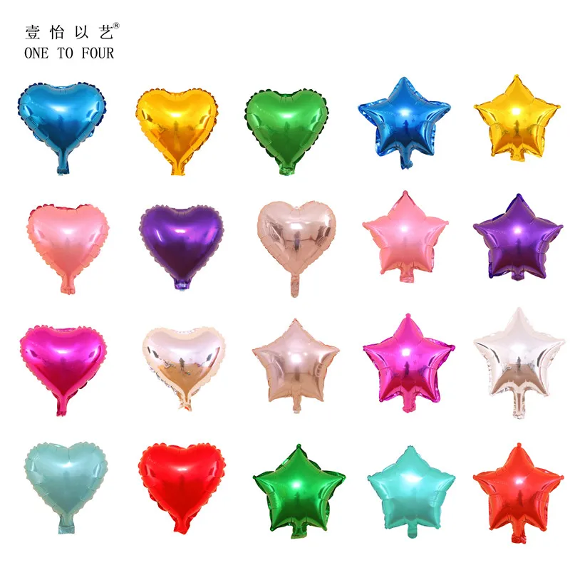 

10pcs 5inch 10inch 18inch Five Star Heart Aluminum Foil Balloons Christmas Wedding Birthday Balloon Party Decoration Supplies