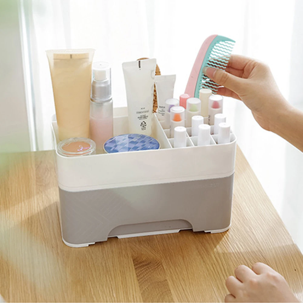 1PCs Plastic Cosmetics Makeup Organizer Make Up Brush Storage Box With Drawer Multifunction Desktop Jewelry Case Storage Box