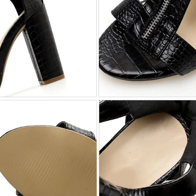 Женские сандалии гладиаторы на квадратном каблуке RIZABINA летние молнии с