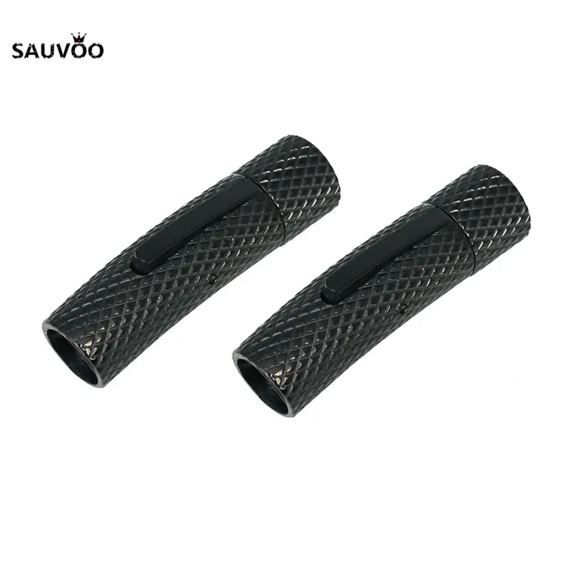 Черный металлический разъем из нержавеющей стали для кожаного шнура 6 мм