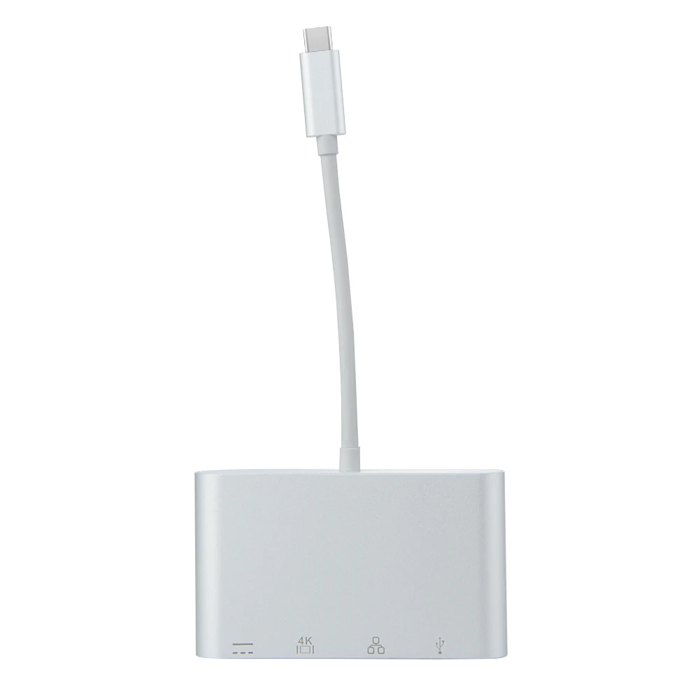 Адаптер 4 в 1 Type C USB 3 на концентратор 4K UHD + гигабитный Ethernet(RJ45)+ 0 адаптер конвертер