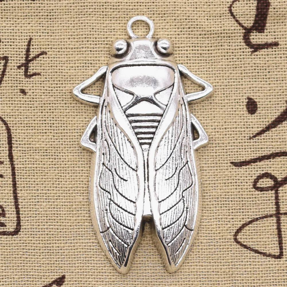 3 шт. Очаровательные летние Cicada 62x33 мм античные бронзовые Серебристые Подвески
