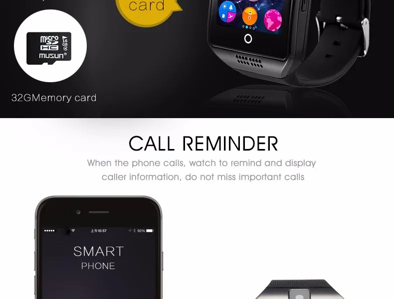 Смарт-часы Q18 SIM SD карта телефон камера MTK6261 Bluetooth Сенсорный экран Smartwatch для iOS Android носить часы для мужчин часы
