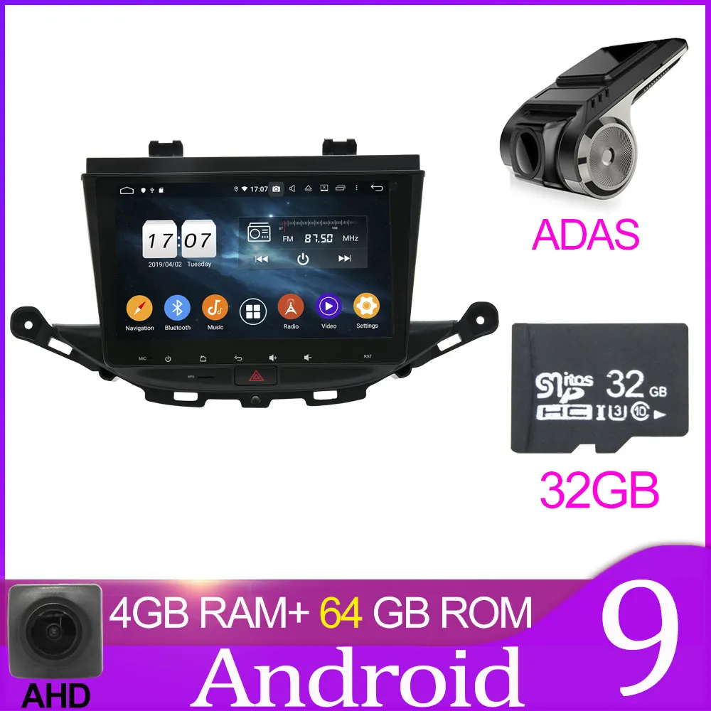 64GB with ADAS Owtosin автомобильный Радио мультимедийный видео плеер навигация gps Android 9,0 для Opel ASTRA K автомобиль 4 Гб ram 32 Гб rom - Цвет: 64GB with ADAS
