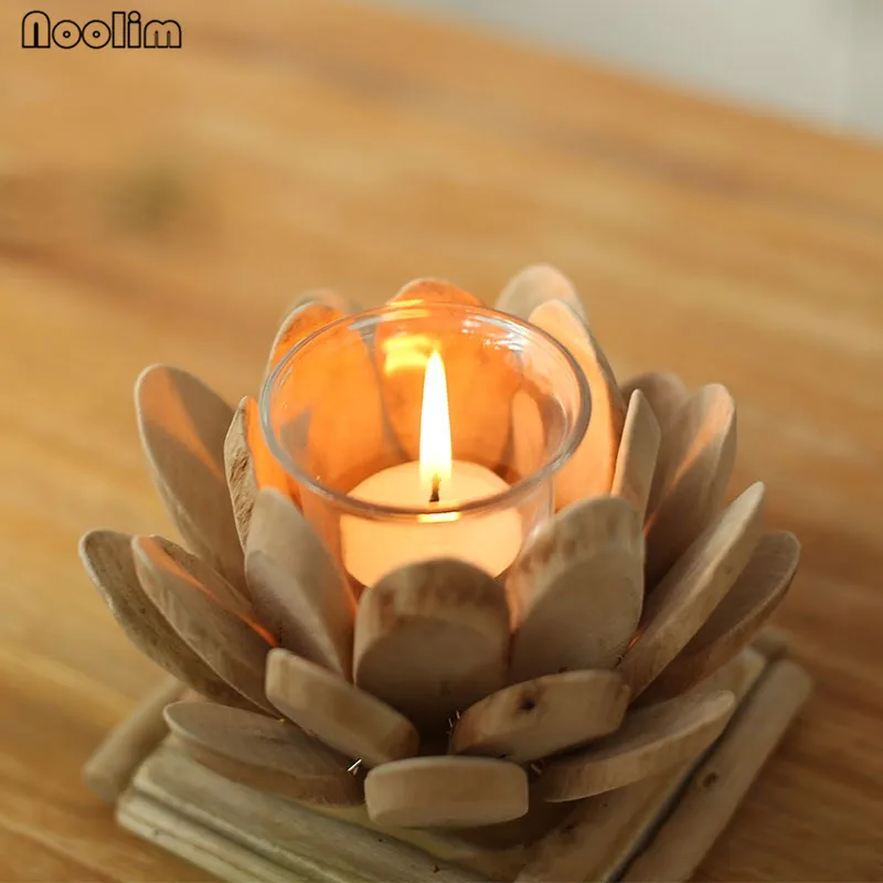 Деревянный подсвечник в форме лотоса ручной работы|lotus candle holder|candlestick weddinghome decor |