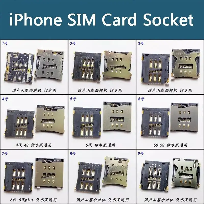 4S 5S 5C 6 6plus 6P High Copy 6pin Domestic Smartphone Flip Old Machine Micro SIM Card Socket Connector Slot Tray Adapter Holder