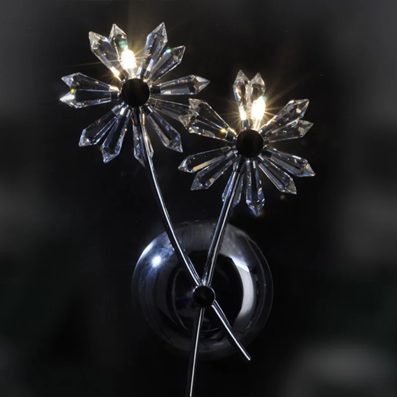 

Modern Style Bedside Wall Lamp Bedroom Stair Lamp Crystal Wall Lights G4 LED Wall Light Floral Shade For Living Room WL191